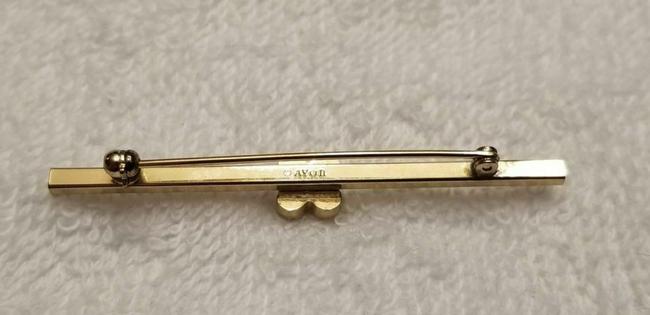 Gold Vintage Tone Rhinestone Bar Brooch