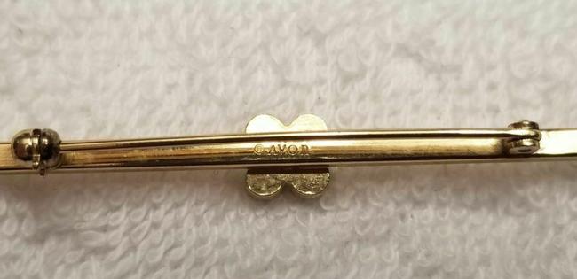 Gold Vintage Tone Rhinestone Bar Brooch