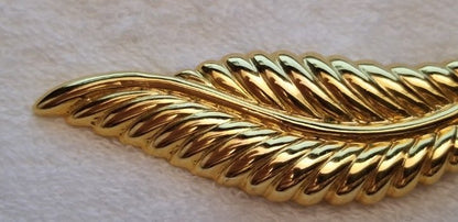 Gold Tone Feather Brooch