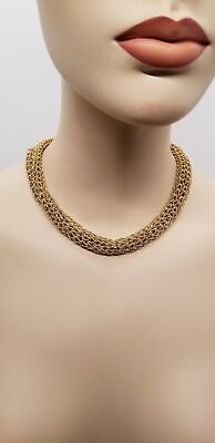 Gold Tone Rolled Mesh Necklace