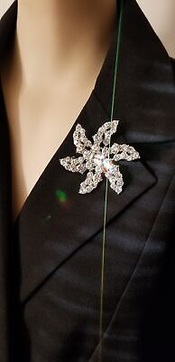 Vintage Silver Tone Star Rhinestone Brooch