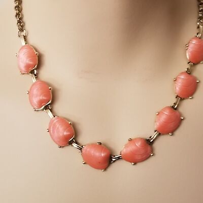 Vintage Coral Color Shell Necklace