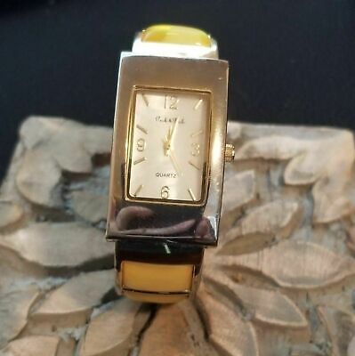 Silver and Yellow Clamper Watch By Peck & Peck