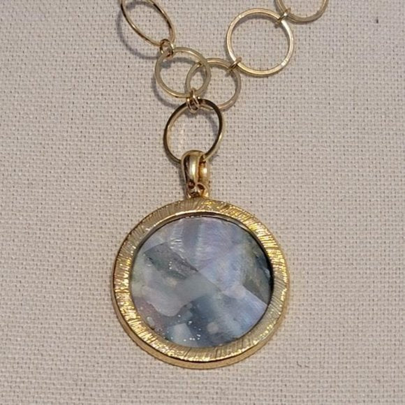 Multi Colored Gold Tone Abalone Chain Necklace