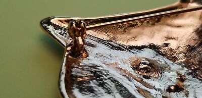 Gold Tone Green Eyed Tiger Brooch