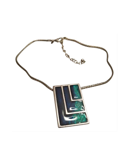 Chico's Silver Tone Enamel Necklace