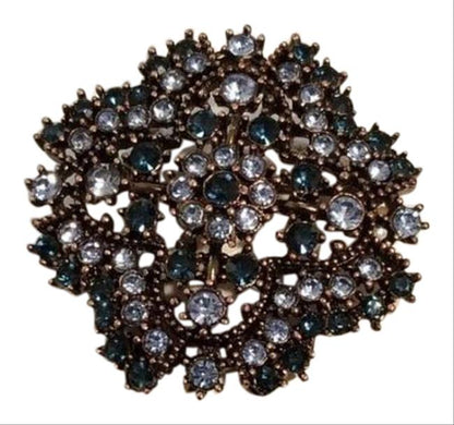 Rhinestone Tonal Flower Pin Brooch