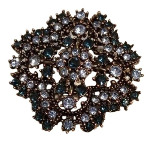 Rhinestone Tonal Flower Pin Brooch