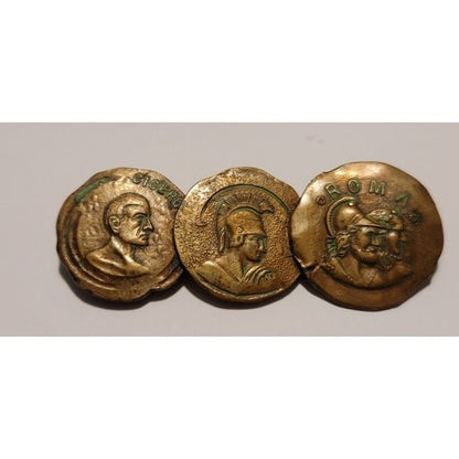 Vintage ROMA Copper Coin Brooch