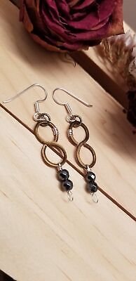 Handmade Copper Hematite Figure Eight Earrings