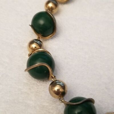 Vintage Green & Gold Tone Necklace