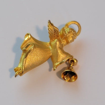 Gold Tone Bell Angel Brooch