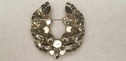 Vintage Silver Tone Rhinestone Wreath Brooch