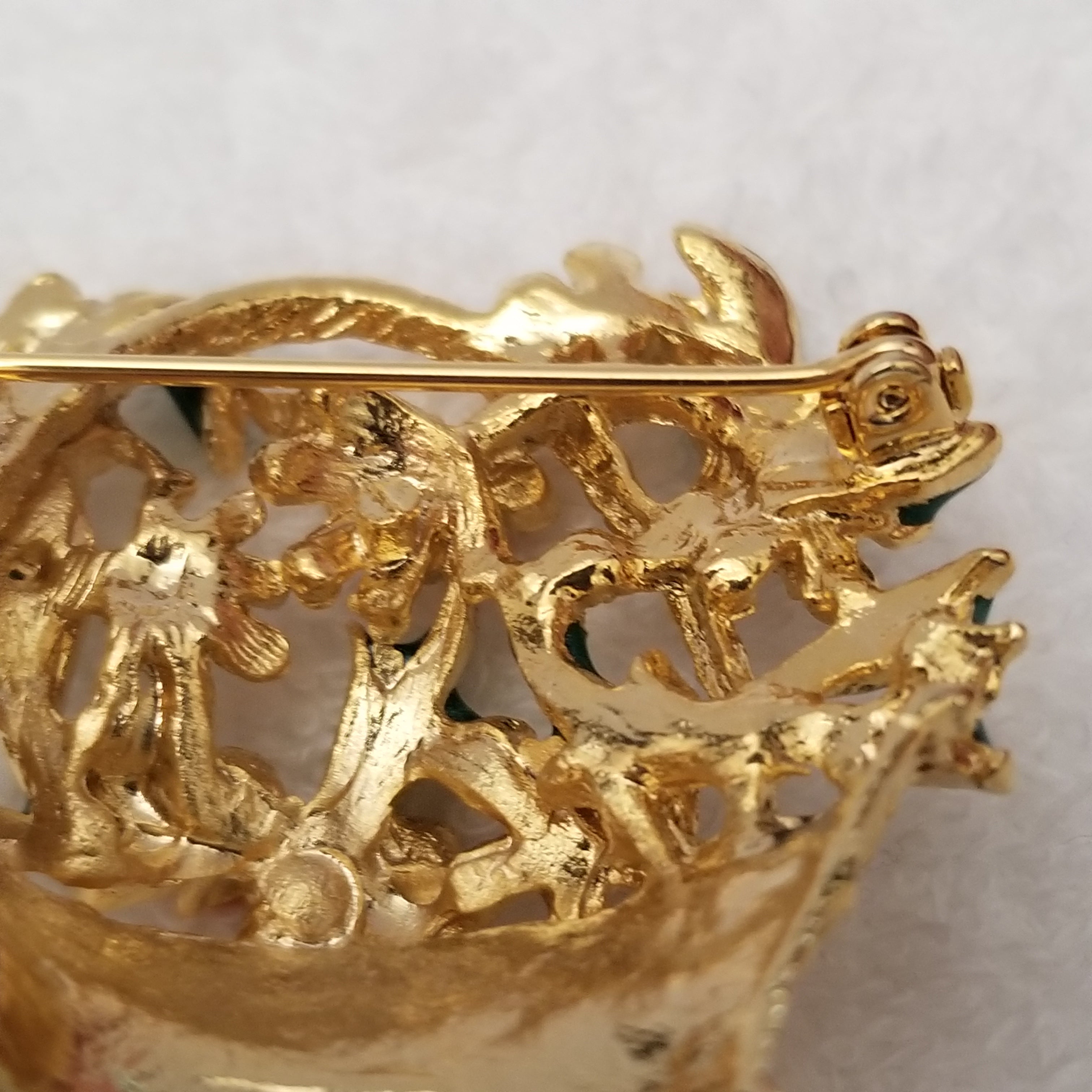Beautiful Enamel Flower Basket Brooch