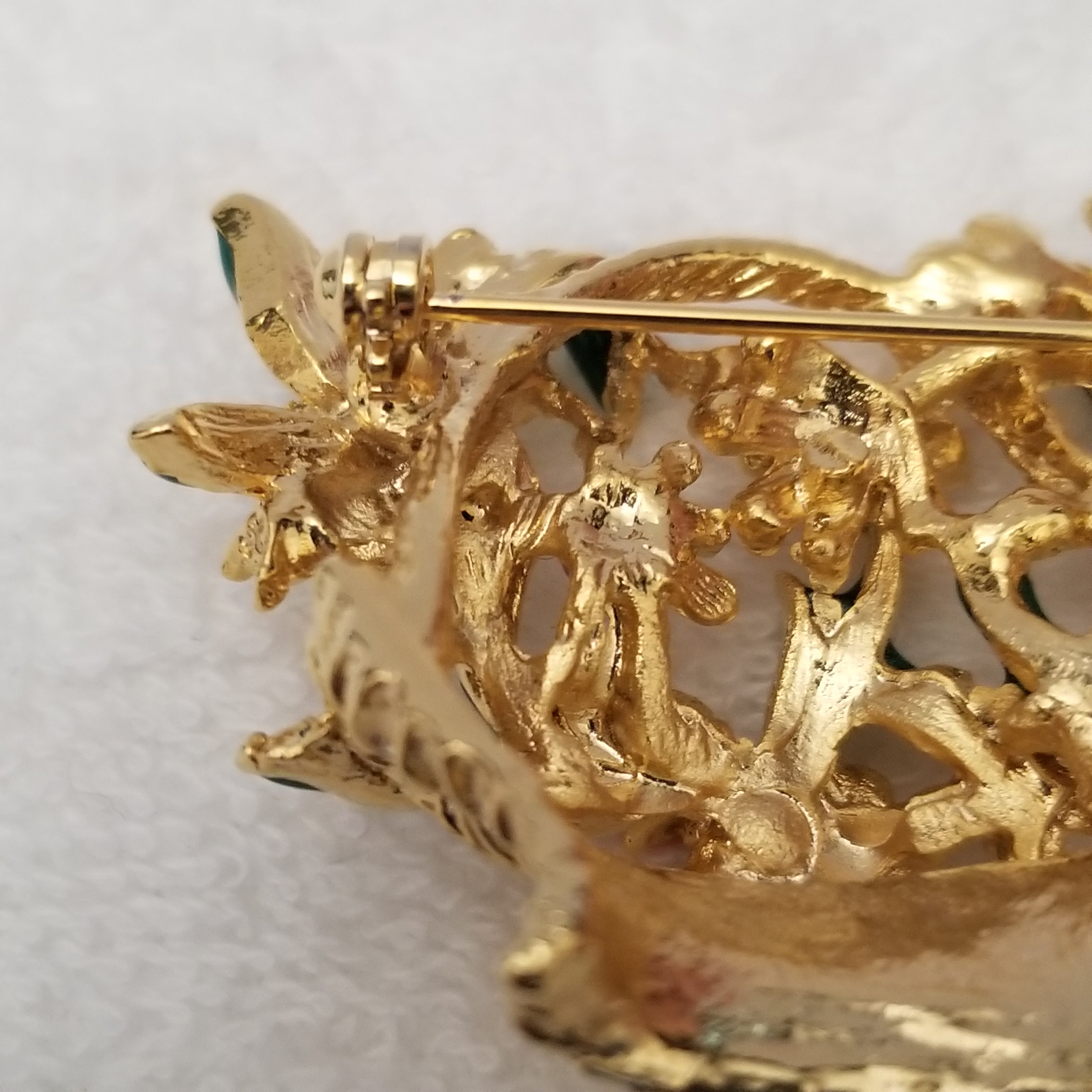 Beautiful Enamel Flower Basket Brooch