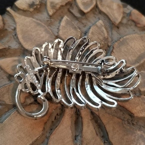 Vintage Gerry's Silver Tone Feather Brooch