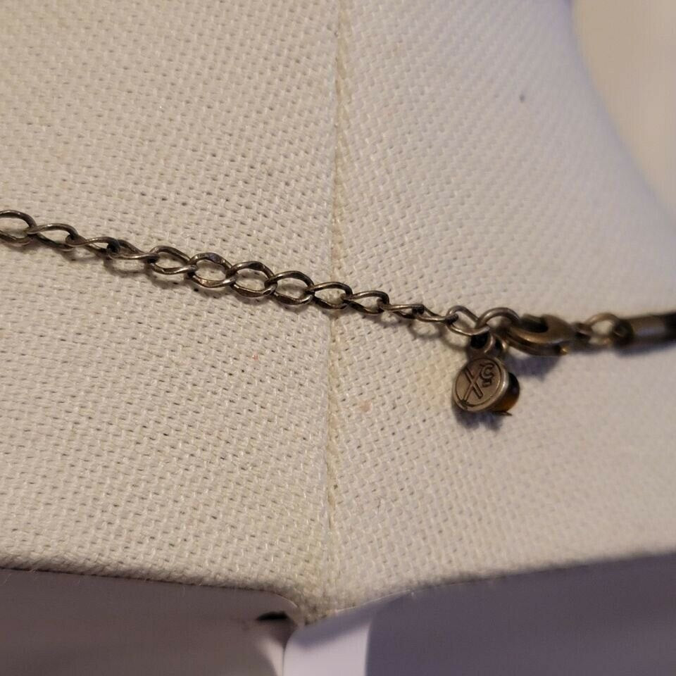 Silver Tone Leather Disk Necklace