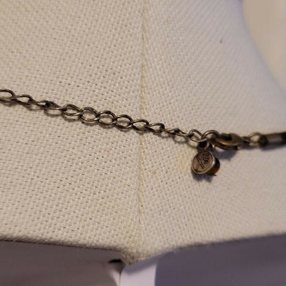 Silver Tone Leather Disk Necklace