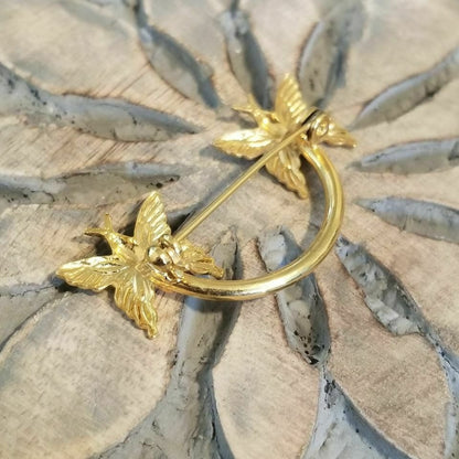 Gold Tone Double Butterfly Brooch