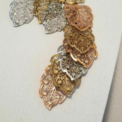 Multi-Colored Cascading Leaf Brooch