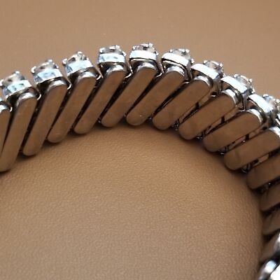 Silver Rhinestone Accordion Bracelet