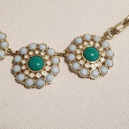 Green Gold Tone Statement Necklace