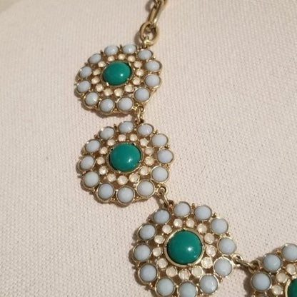 Green Gold Tone Statement Necklace