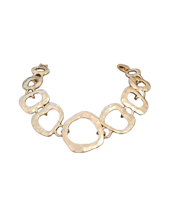 Gold Tone Lia Sophia Hammered Matte Graduated Link Bracelet