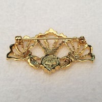 Gold Tone Claddagh Hands & Crown Brooch