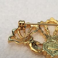 Gold Tone Claddagh Hands & Crown Brooch