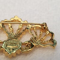 Gold Tone Claddagh Hands & Crown Brooch