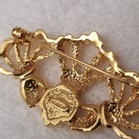 Gold Tone Claddagh Hands & Crown Brooch