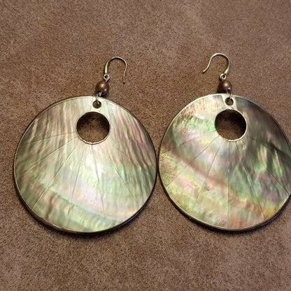 Gold Plated Mother Of Pearl Earrings
