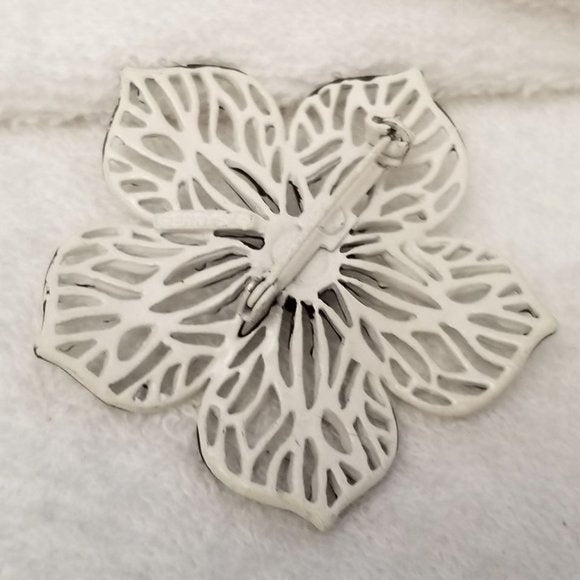 Black & White Flower Brooch