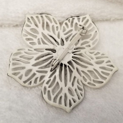 Black & White Flower Brooch