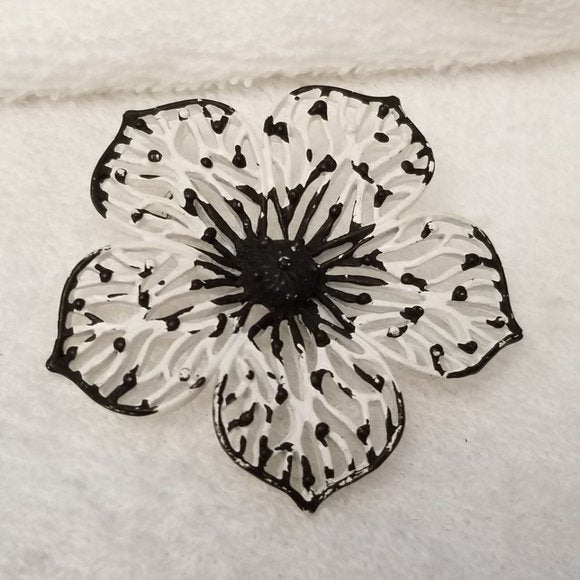 Black & White Flower Brooch