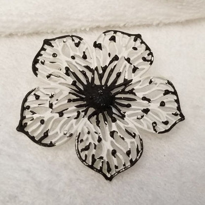 Black & White Flower Brooch