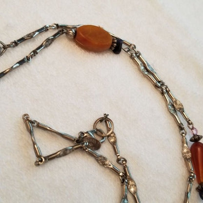 Long Silver Tone Robert Rose Rope Necklace