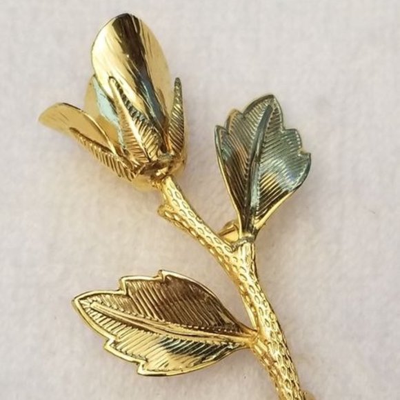 Gold Color Rose Brooch