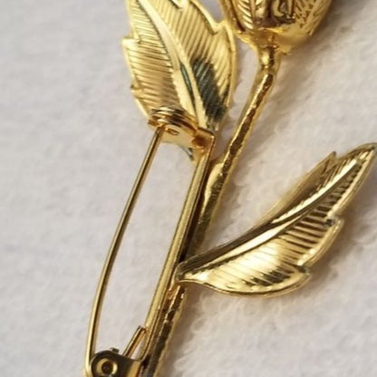 Gold Color Rose Brooch
