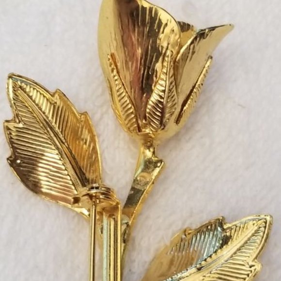 Gold Color Rose Brooch