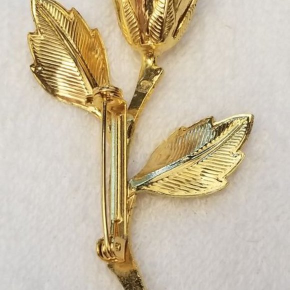 Gold Color Rose Brooch