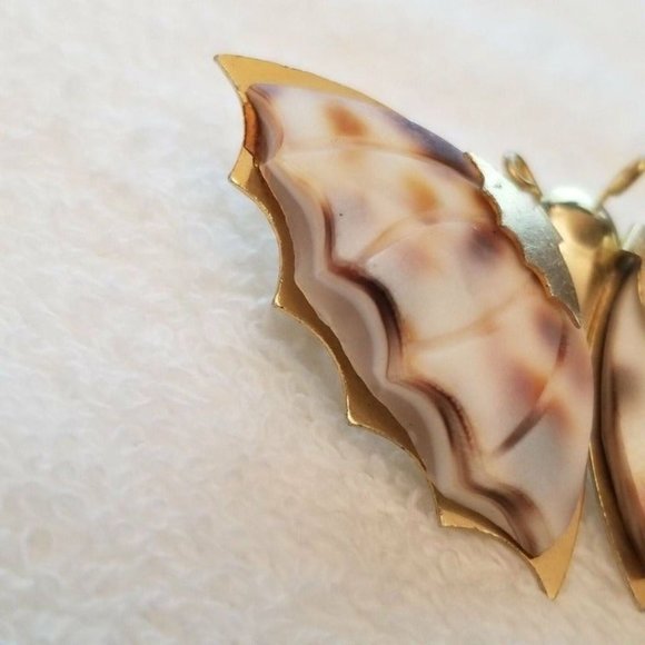 Vintage Spotted Conch Shell Butterfly Brooch
