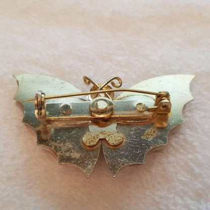 Vintage Spotted Conch Shell Butterfly Brooch