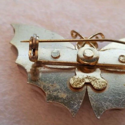 Vintage Spotted Conch Shell Butterfly Brooch