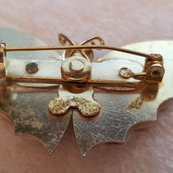 Vintage Spotted Conch Shell Butterfly Brooch