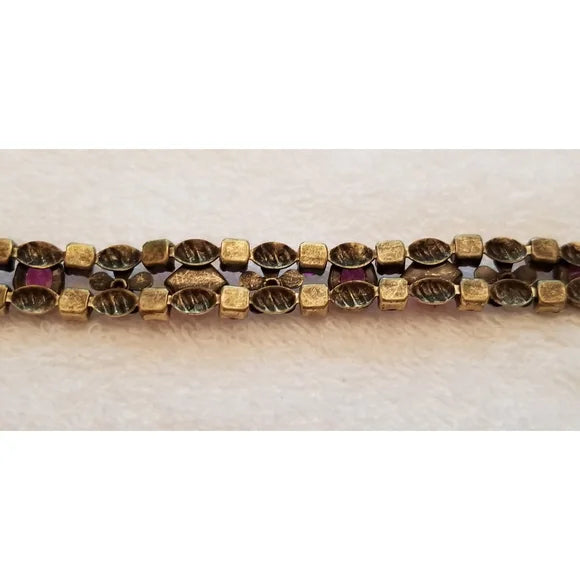 Fuschia & Orange Rhinestone Flower Bracelet