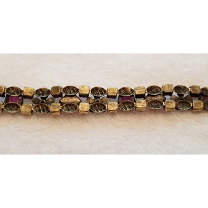 Fuschia & Orange Rhinestone Flower Bracelet
