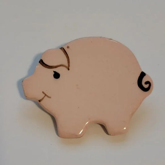 Pink Clay Piglet Brooch