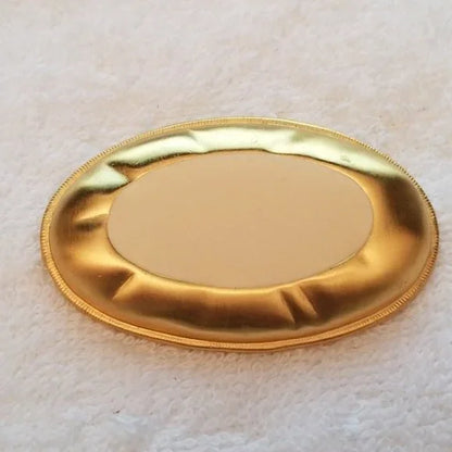 Gold Tone Beige Oval Brooch